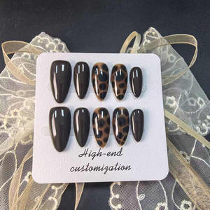 High-end Luxury Leopard Print Almond <b>Press</b> <b>on</b> <b>Nails</b> <b>Nail</b> Supplies Artificial Hard and Reusable Support Wholesale Customization - Product Image 2