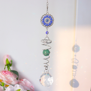 Attrape-soleil en cristal œil protecteur, carillon éolien <span class=keywords><strong>7</strong></span> <span class=keywords><strong>chakras</strong></span>, prisme suspendu pour fenêtre, jardin et décoration intérieure - Product Image 3