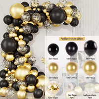 Kit d'Arche de Guirlande de Ballons de Fête Gonflables Noirs et Dorés, Décorations Réutilisables pour Remise de Diplôme, Fabrication Chinoise de Qualité