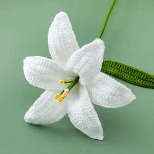 ดอกไม้โครเชต์แฮนด์เมด,ดอกลิลลี่ถักโครเชต์แฮนด์เมดสินค้าใหม่ปี2023