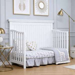 Lit bébé convertible 4-en-1 moderne en bois massif, hauteur réglable, écologique, pour bébés, enfants, chambre d'hôpital, salon - Product Image 5