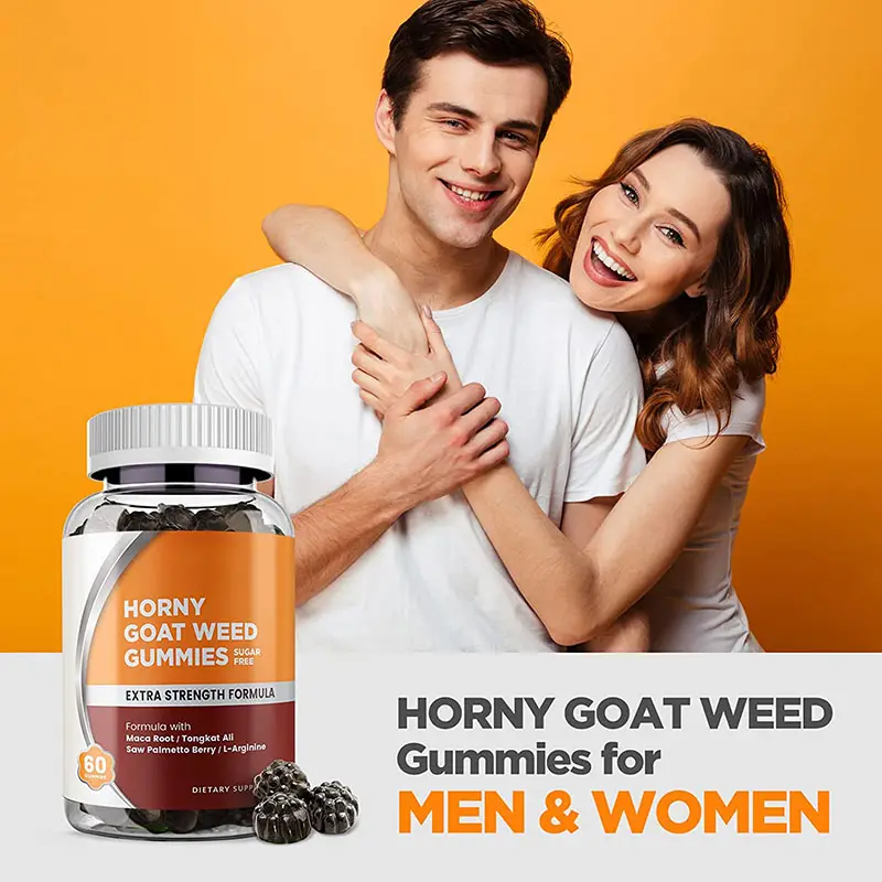 Fábrica de vendas diretas OEM para melhorar o desempenho sexual homem e mulheres universal queratinizado tesão cabra ervas daninhas gummies