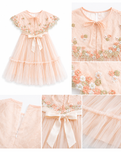 Robe de cérémonie chic pour filles avec cape amovible, motif floral, pour mariages - Product Image 6