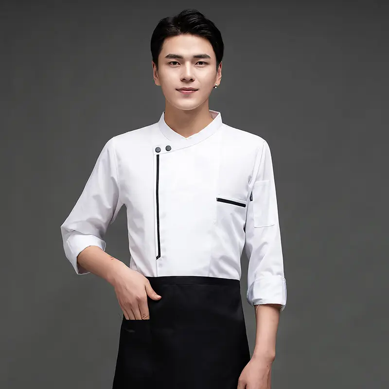 Nieuwe Stijl Chinese Western Restaurant Chefs Custom Logo Chef-Kok Uniform Top Shirt Lange Mouw