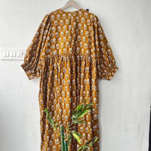 Floral Block Print Cotton Dress Soft Summer Tunic Handmade Indian Cotton Dress Lightweight Floral Printed <b>Kurti</b> <b>For</b> <b>Women</b> - Product Image 1