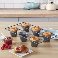 Moule à popovers 6 cavités antiadhésif en acier carbone robuste pour popovers et muffins aériens, avec des alvéoles séparées pour un flux d'air uniforme