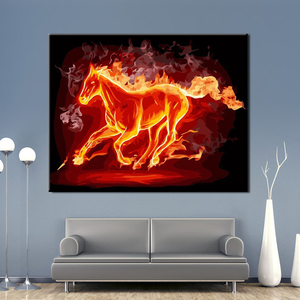 Gran oferta de pintura por número en lienzo Animal caballo de fuego Diy pintura <span class=keywords><strong>al</strong></span> <span class=keywords><strong>óleo</strong></span> fácil por números para niños regalos de arte pintados a mano - Product Image 2