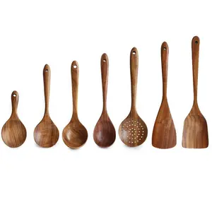 مجموعة مستلزمات المطبخ من الخشب, مجموعة أدوات المطبخ من 7 قطع ، عبارة عن ملعقة مصنوعة من الخشب ، الأكثر مبيعًا