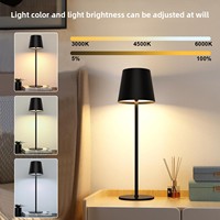 Lampe de table LED 3 CCT à pied haut, design moderne et minimaliste, télécommande, rechargeable, interrupteur tactile pour restaurant, hôtel, usage domestique