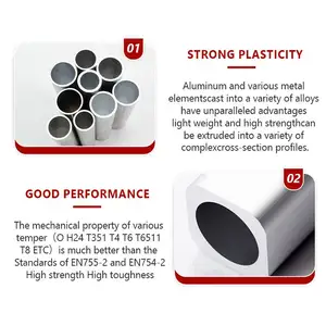 6060-T6 Aluminium Alloy Pipe Profile Manufacturer Thin Wall Aluminum Round Hollow Tube Factory 1 2 Inch Aluminum Tube