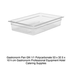 ถาดใส่อาหารโพลีคาร์บอเนต GN 1/1 ขนาด 53 × 32.5 × 10 ซม. ไม่มีฝาปิด, -100/+100 ° C - Product Image 2