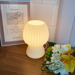 Đèn Dạng Nấm Thủy Tinh <span class=keywords><strong>Murano</strong></span>, Đèn Để Bàn Kiểu Bắc Âu, Màu Pastel, Kẻ Sọc, Đèn Hoa Tulip Sọc Hiện Đại - Product Image 6