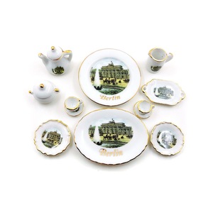Accessoires pour maison de poupée 1:12, vaisselle et service à <span class=keywords><strong>thé</strong></span> en céramique miniature de 14 pièces avec motif <span class=keywords><strong>Louvre</strong></span> - Product Image 3