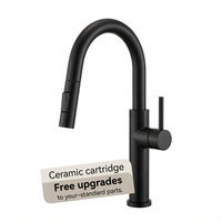 Robinet de cuisine moderne, mélangeur, col de cygne, en acier inoxydable, robinets noirs, robinets à levier unique, robinet à un trou avec douchette extractible