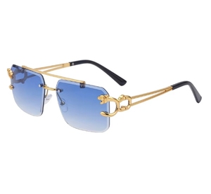 <span class=keywords><strong>Lunettes</strong></span> de soleil sans cadre européennes et américaines à la mode Tête de léopard Bord de coupe UV400 Hommes Femmes <span class=keywords><strong>Internet</strong></span> Célébrités Rue - Product Image 4