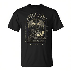 Camiseta con diseño vintage de "Un libro al día que aleja la realidad" para lectores de libros apasionados - Product Image 2