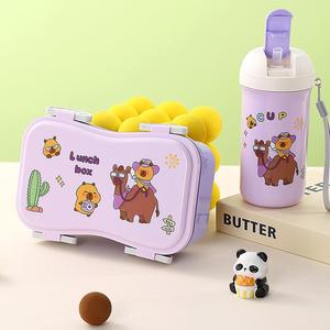 Lonchera de Dibujos Animados, Contenedor de Alimentos para Niños, Cajas y Recipientes de Almacenamiento, Lonchera <span class=keywords><strong>con</strong></span> Forma de Auto, Juego de Vasos - Product Image 4