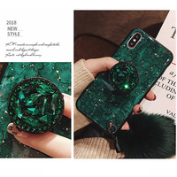 De luxe TPU Brillant Marbre Sangle Stand Époxy Téléphone Housse Pour iPhone 13 Pro Max 11 12 Xs Max XR 7 8 Plus