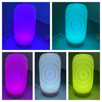 Lampe de chevet à boule de cristal rechargeable de 6, 7, 8, 10 cm avec base en bois, support d'affichage lumineux, impression 3D, veilleuse à intensité variable, idéale pour la maison