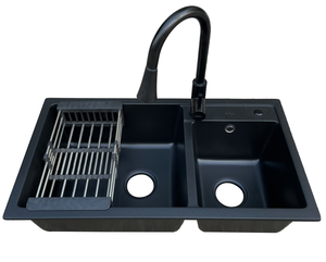 อ่างล้างจานคู่ขนาดใหญ่หินแกรนิตควอตซ์สีดำที่ดีที่สุดอ่างล้างจาน - Product Image 2