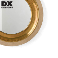 Miroir mural rond DX Designs avec cadre en daim et accents métalliques dorés, miroir décoratif pour salon, décoration murale pour la maison
