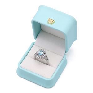 Cajas de <span class=keywords><strong>anillo</strong></span> de cuero PU con logotipo personalizado para boda, embalaje de joyería, venta al por mayor - Product Image 4