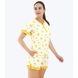 Conjunto de Pijama para Mujer, Manga Corta con Pantalones Cortos, Ropa de Dormir Suave, Ropa Casual para Estar en Casa, Tejido de Viscosa de Bambú - Product Image 5