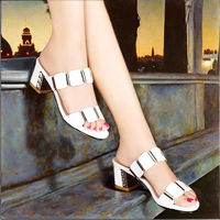 Sandales d'Été à Talons Hauts pour Femmes Confortables et Tendance, Chaussures de Plage Décontractées à Enfiler avec Plateforme Solide, Sexy et Élégantes pour l'Automne