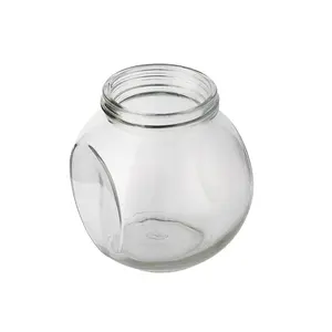 Berlin Verpackung Flache runde Form Glas Benutzer definierte Logo Größe Großhandel Glas Praline Praline Lebensmittel Vorrats behälter Glas