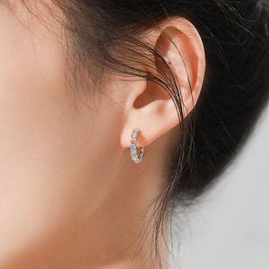Ensemble unique de bague et boucles d'oreilles en argent sterling 925 avec zircon coloré, élégant, simple et charmant, style japonais et coréen - Product Image 5