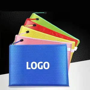 Logo Printing Factory Wasserdichte Reiß verschluss taschen Office File Pocket Storage Organizer Dokumenten halter Beutel Zipper File Bag