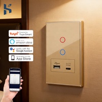Interrupteur tactile intelligent WiFi en verre cristal, compatible avec l'application Tuya, la télécommande, Alexa et Google Home