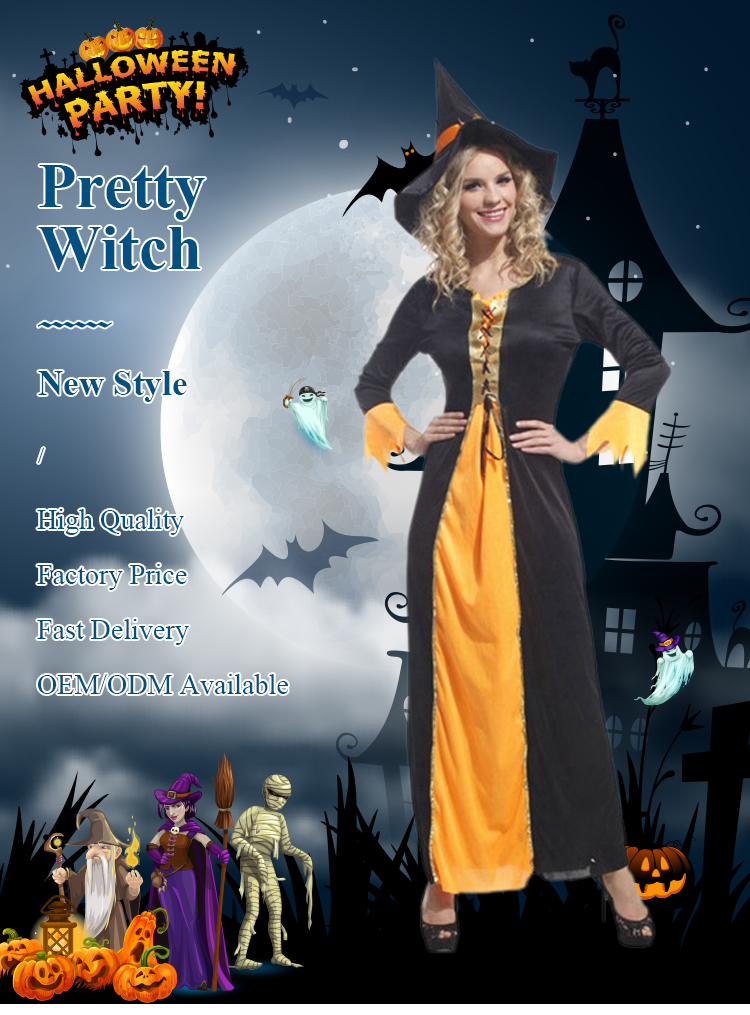 Robe Halloween Femme - Imprimé Citrouille, Chauve-souris - Style Vintage Manches Longues - Pour Fête, Cosplay, Soirée Déguisée