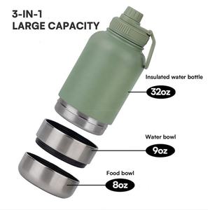 Custom Logo 32oz Durable Stainless Steel 3-in-1 Portable Pet Feeder Outdoor Travel Bowl Insulated <b>Dog</b> Water <b>Bottle</b> Leak Proof - Product Image 2