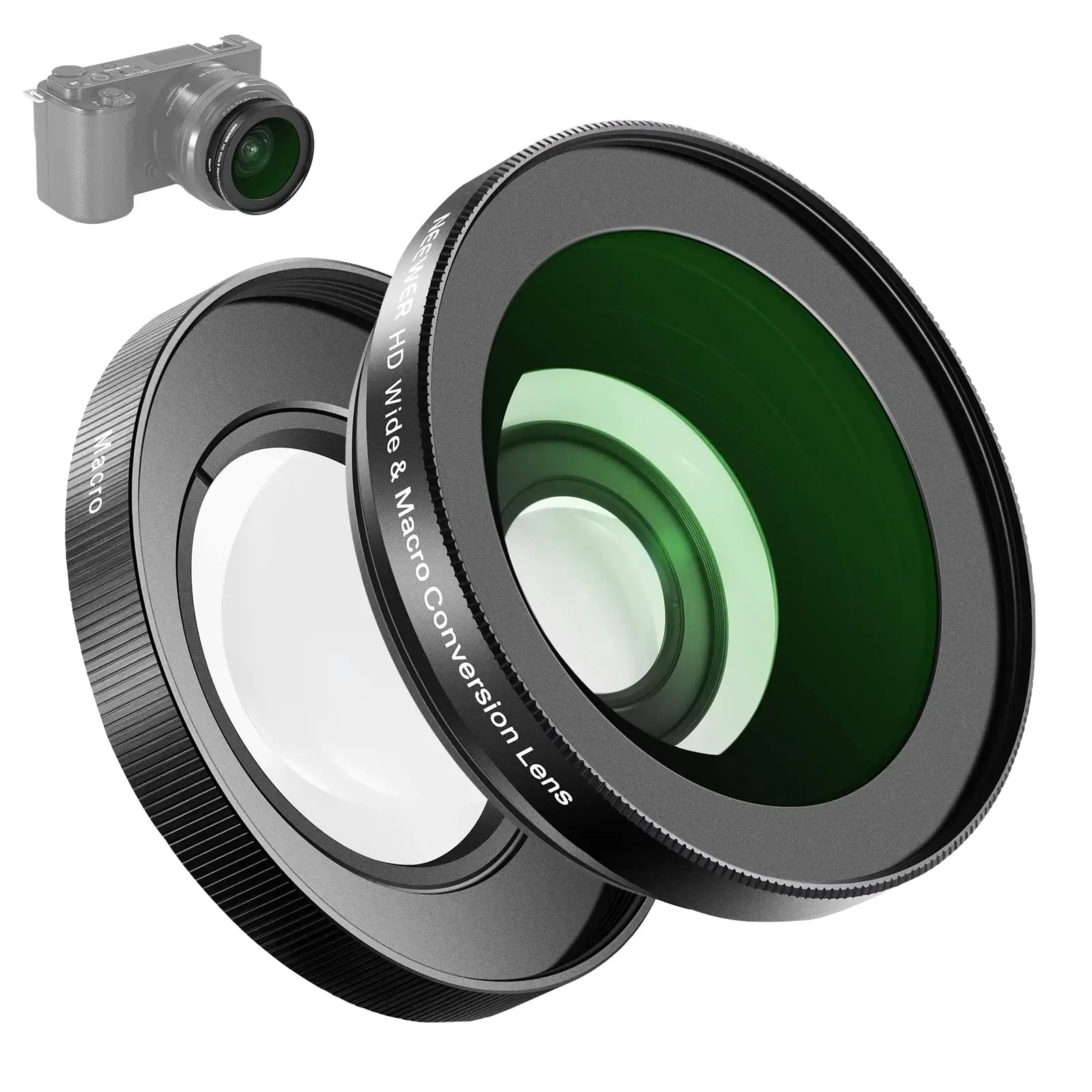 2 trong 1 18mm Góc rộng & 10x Macro ống kính bổ sung Neewer 40.5mm HD ống kính góc rộng tương thích với ZV-1F ZV-E10