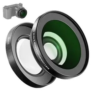 Lensa tambahan makro 2 dalam 1 18mm & 10x, lensa sudut lebar HD 40.5mm cocok dengan ZV-E10 ZV-1F