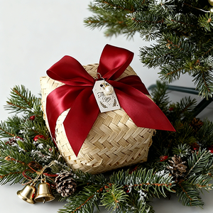 Cestas de Bambú Tejidas a Mano Únicas, Regalo para Invitados de Boda, Novia, Damas de Honor, Bolso con Decoración de Lazo - Product Image 5