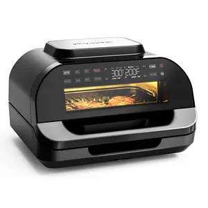 Pequeno aparelho de cozinha tudo em 1 chapa elétrica dual breakfast maker freidora de aire vidro digital air fryer forno atacado