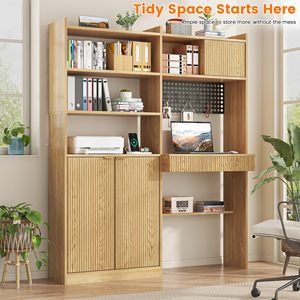 Großhandel Moderne Heimbüro-Möbel Computertisch mit Aufsatzregal und Pegboard-Aufbewahrungsschrank Schreibtisch - Product Image 1