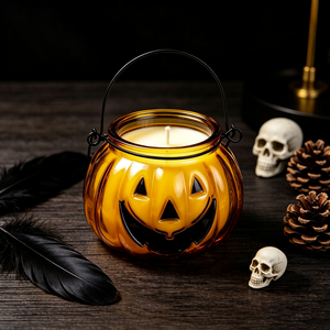 Velas Aromáticas de Cera de Soya para Halloween, Vela Perfumada en Frasco con Forma de Calabaza <span class=keywords><strong>Jack</strong></span> O'Lantern, Decoración para el Hogar, Regalo - Product Image 4