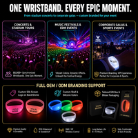Bracelet lumineux LED en silicone personnalisé, rythme musical, télécommande 433 MHz, portée 1000 m, autonomie 6-15 heures, idéal pour les fêtes - Meilleure vente