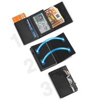 Meilleur vendeur affaires Rfid bloquant Smart Pop Up portefeuille en cuir véritable pour hommes porte-carte de crédit mince