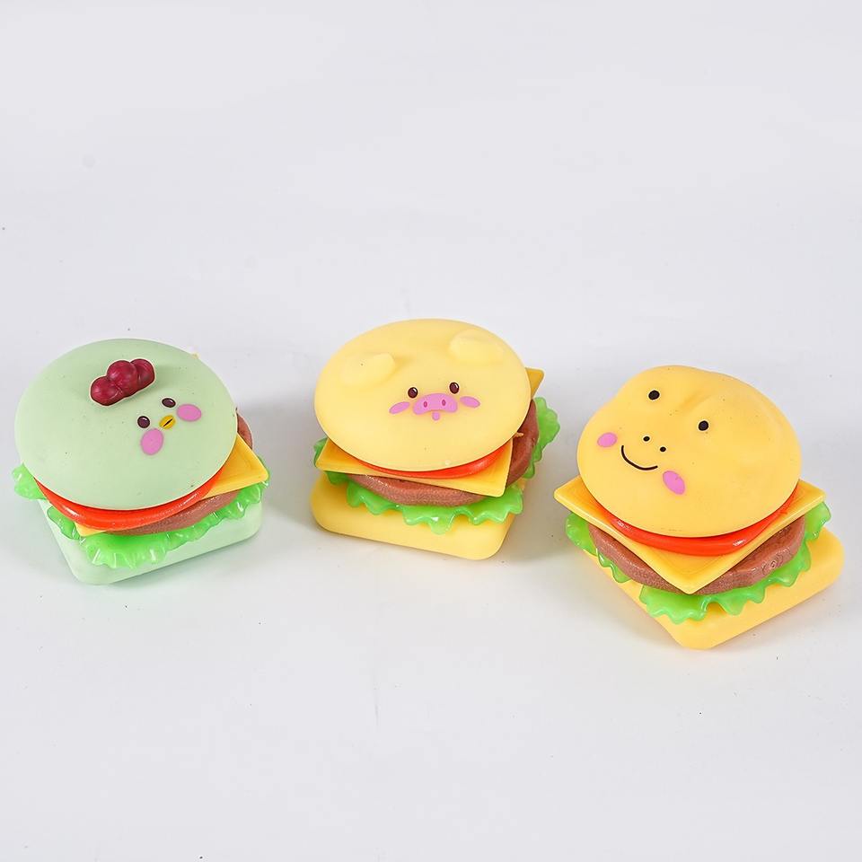 Toy Stack Animated Cartoon Animal Hamburger Squishy DIY Stacking Fidget Toy Realistic Food ...