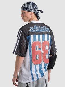 T-<span class=keywords><strong>shirt</strong></span> ample pour homme à col en V, imprimé numérique, respirant, en maille, style <span class=keywords><strong>vintage</strong></span> streetwear, tendance, élégant, séchage rapide - Product Image 2