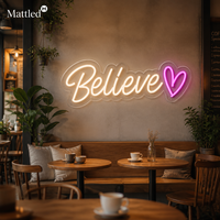 Enseigne néon « Believe Love », lumière LED néon alimentée par USB 5V, boîte à piles, décoration murale pour chambre à coucher, chambre de couple, décoration intérieure