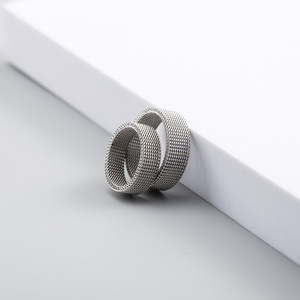 Trendy <b>Titanium</b> Steel Woven Mesh <b>Ring</b> Unisex Plain Band Fashion Jewelry Gift - Product Image 3