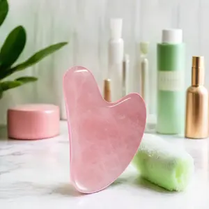 Groothandel Beste Rozenkwarts Echte Jade Gua Sha Crystal Face Roller Massageapparaat Guasha Stone Home Use Face Lift Body Massage Tool