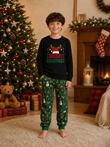 Lässige Loungewear 2026 Weihnachtsthema Bedrucktes Eltern-Kind-Set Langarm Lange Hose Familien-Pyjamas Hauskleidung Schlafanzüge - Product Image 5