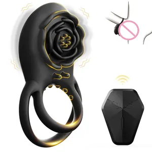 DKKtech Vibrierender Penis ring Sexspielzeug für Erwachsene für Männer Fernbedienung Penis ring mit Rose Clitoral Vibrator Paare Sexspielzeug