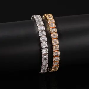 8.6 millimetri di lusso T Baguet Da Tennis Bracciali di Alta Qualità di Zirconia Charme Catene Mens di Modo Delle Donne di Bling ghiacciato fuori I Braccialetti Dei Monili